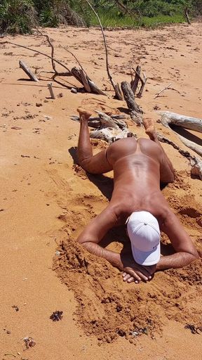 Ladysilva on the beach getting naked what a hot tanned ass with a sexy mark