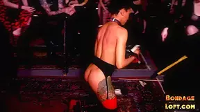 Curvy mistress fisting black sub during domination session