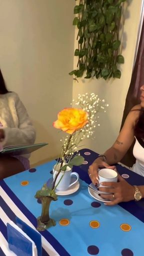 Lesbian Sex with My New Busty Stepmom at Breakfast