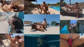 Old and Young Lesbians Underwater Strap on Squirting Golden Shower