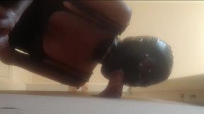 . wearing high heels and catsuit and taking a cock down my mouth and pussy in gloryhole