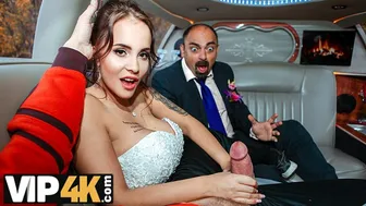 Luxurious bride gets fucked by a stranger in the wedding limo