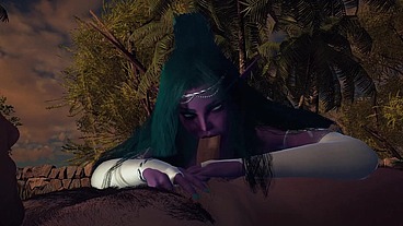 Night Elf princess give you a Blowjob in the Garden POV - 3D Porn