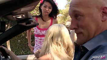 Big Boobs Mature Wife and her husband Pick Up Half Asian Girl for old young FFM 3Some Sex