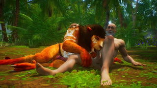 A mature bearded guy came to the jungle to collect mushrooms, the fur covered monster had other plans...