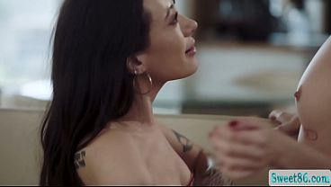 Lesbian babe with Hollywood look-alike gives a horny deepthroat