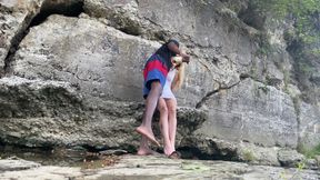 Bigdaddykj: Tiny White Slut Bounces on BBC Outside  Full