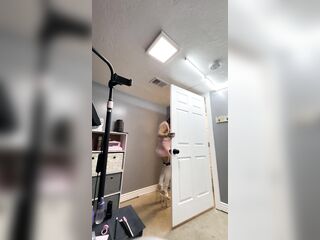 Sexy trans in hot pink mini costume teasing