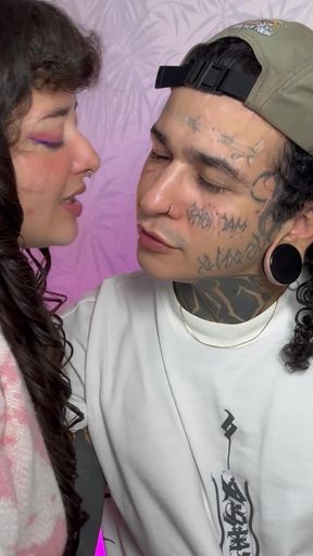 The Girl in Long girl Stockings Bites the Tough Guy