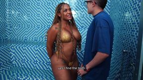 The busty, big-boobed Latina thought the hammam wasn't heated enough and asked for help