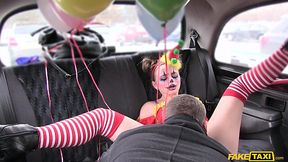 Kinky clown girl jumped on Driver's cock during Taxi Ride