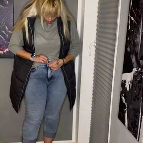 Masturbation stand jeans I cum twice multiple orgasms clitoris satisfyer wet horny wet