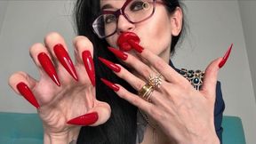 Long RED sharp nails, claws (2688x1512)