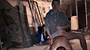 Basement Bottom RImmed and Fucked by Skinny Stud