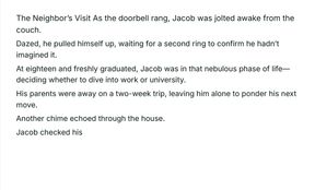 The Neighbor&#039;s Visit as the doorbell rang, Jacob was jolted awake from the couch