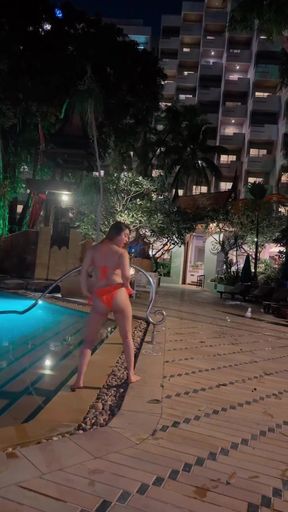 Poolside night swim