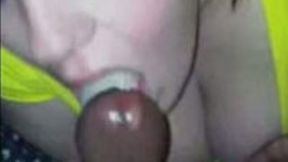 Slutty teen chick sucks my dick and gets cumshot on her butt