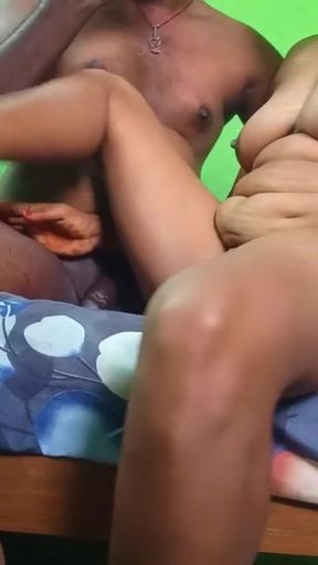 She shakes her relative's penis and rubs it on her breasts   Clip 1