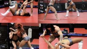 Muscle Girl vs Pro Wrestler Cage Fight