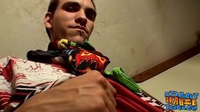 Young straightie Cherokee strokes his massive cock