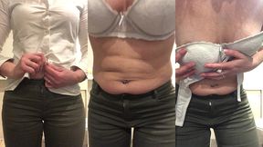 je me deshabille devant vous et me caresse les seins