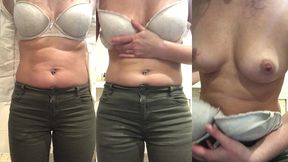 je me deshabille devant vous et me caresse les seins