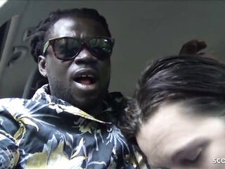 Real German Street Hooker Bang by Giant Ebony Knob in Car