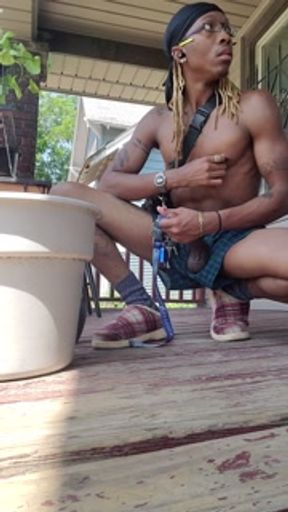 Tending to dis BBC while trending to my plants and busting my phat load