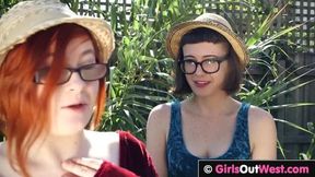 Extremely hairy pussy and asshole licked outdoors