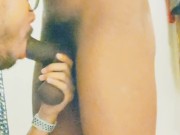 latino sucking DL soft black cock