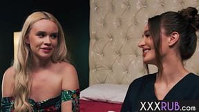 Teen Khloe Kingsley gets intimate lesbian massage with busty MILF Ella Reese