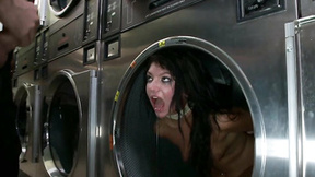 Bound bitch butt ravaged in laundromat