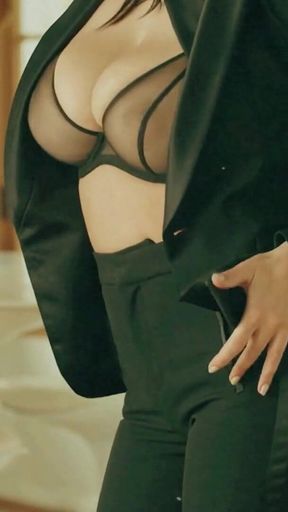 Busty Brunette Simone in Black Lingerie