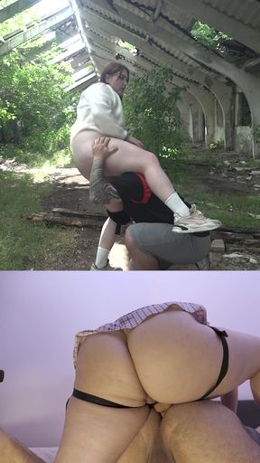 SH Hot public pegging in sunny weather