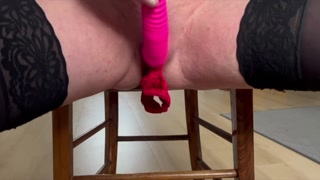 Push my Red Panties into my Pussy and Pee on it and use Vibrator to Hard Stream Pee and Clean
