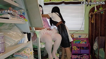 Dollmaker turns guy into a diapered pink doll by diaperperv