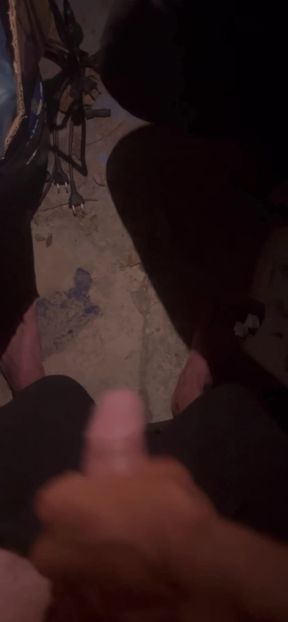 Helping Hand. Help My Friend Shoot a Huge Load in the Garage Late at Night