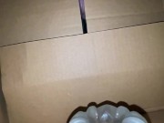 Huge slow-motion cumshot from inside a box