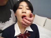 黒髪ショートの清楚系制服ムスメがオヤジのツバ飲み＆アナルも足の指も舐め奉仕！ 騎乗位で7連続アクメでビクビク痙攣【個人撮影】【素人ハメ撮り】