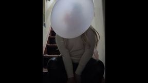 Blowing Gum Bubbles on Stairs