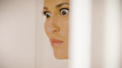 Blonde MILF catches redhead stepdaughter with a black guy and joins them