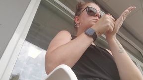 Sexy Italian milf smoking a cigarette in a bar avi