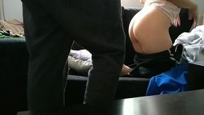 Hairy amateur begs for creampie from horny doggystyle lover