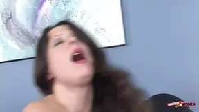 Convincing a Brunette Babe to Suck and Eat Cock