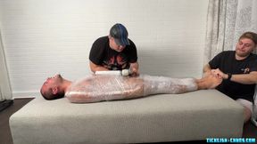 Matt and Ryder Stimulate Tickles On Mummified Pup Saki