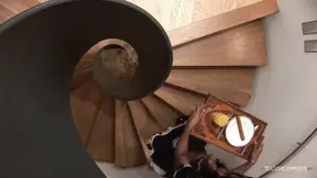 Ebony maid worships his big black cock