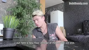 Beefy Teen Repays His Debts with a Hung Collector - Debt Dandy Blowjob