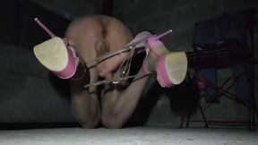 🐹Ejac💦15:44 BarBie Collant Resille Beige et Haut Talons Aiguilles Roses dans son GloryHole