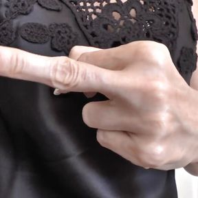 JOI Clip with Beautiful Hands and Black Silk Negligee