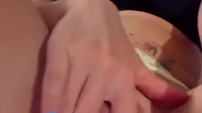 Alone in the hotel room, the blonde masturbates until she cums hot